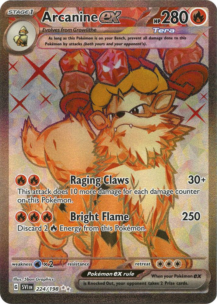 Arcanine ex 224/198 Holofoil — Scarlet & Violet Pokémon card