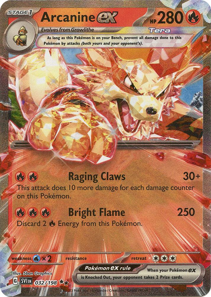 Arcanine ex 032/198 Holofoil — Scarlet & Violet Pokémon card