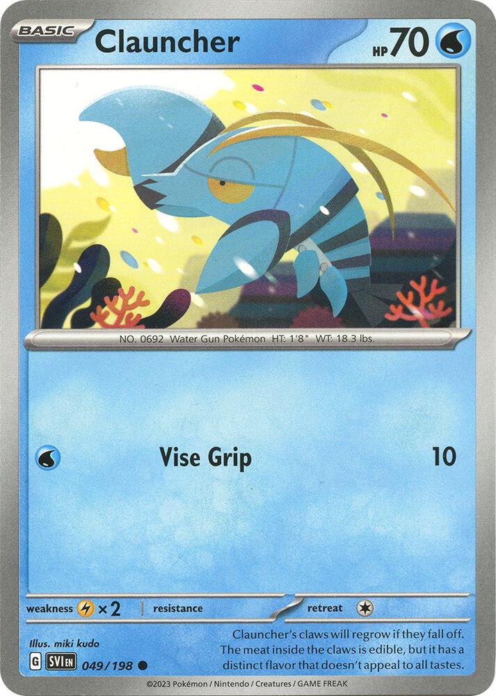 Clauncher 049/198 Reverse Holofoil — Scarlet & Violet Pokémon card