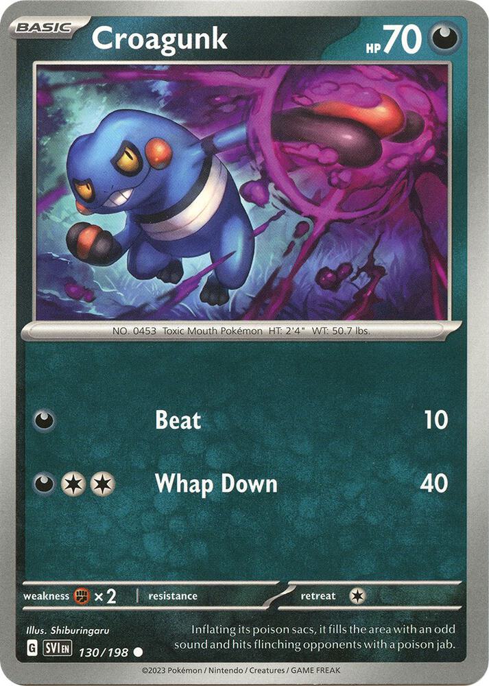Croagunk 130/198 — Scarlet & Violet Pokémon card