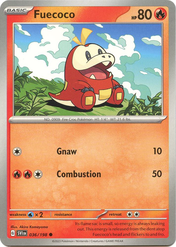 Fuecoco 036/198 Reverse Holofoil — Scarlet & Violet Pokémon card