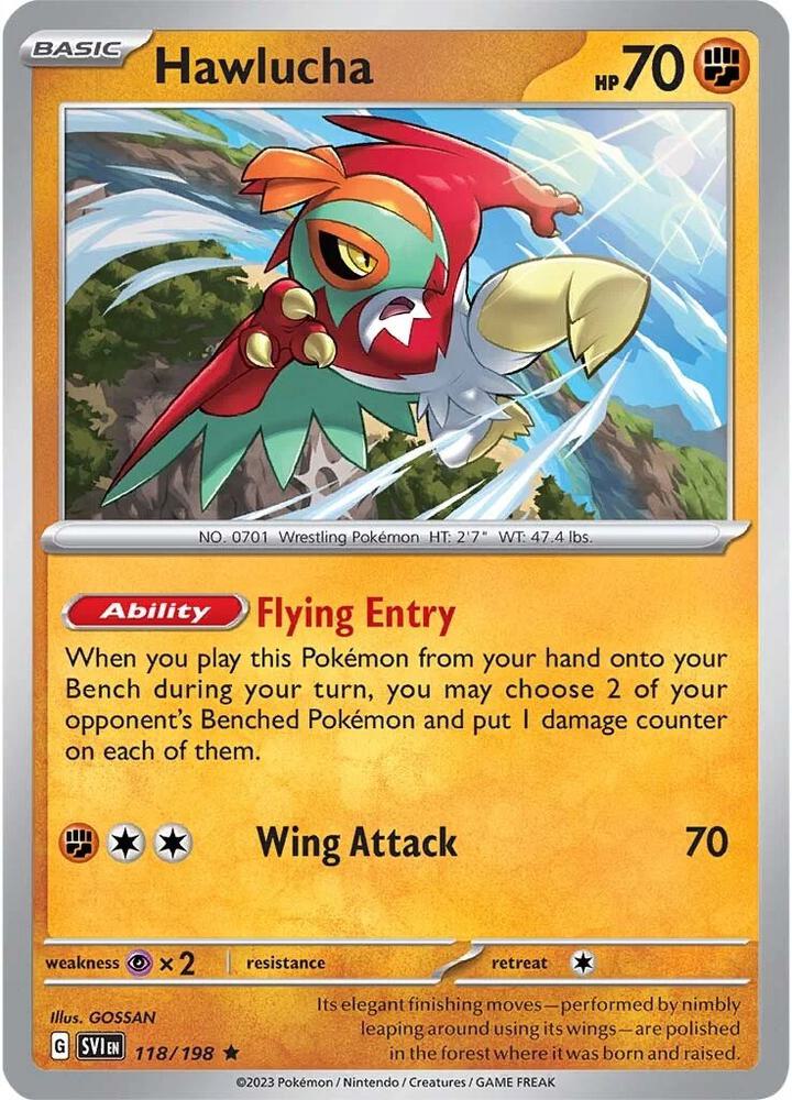 Hawlucha 118/198 Reverse Holofoil — Scarlet & Violet Pokémon card