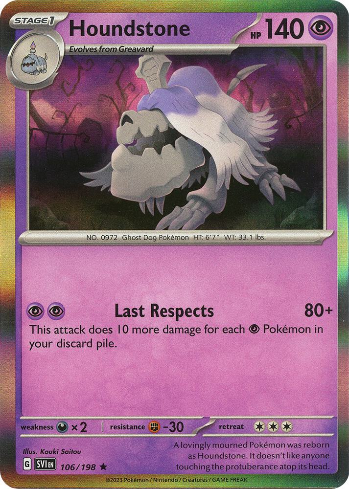 Houndstone 106/198 Holofoil — Scarlet & Violet Pokémon card