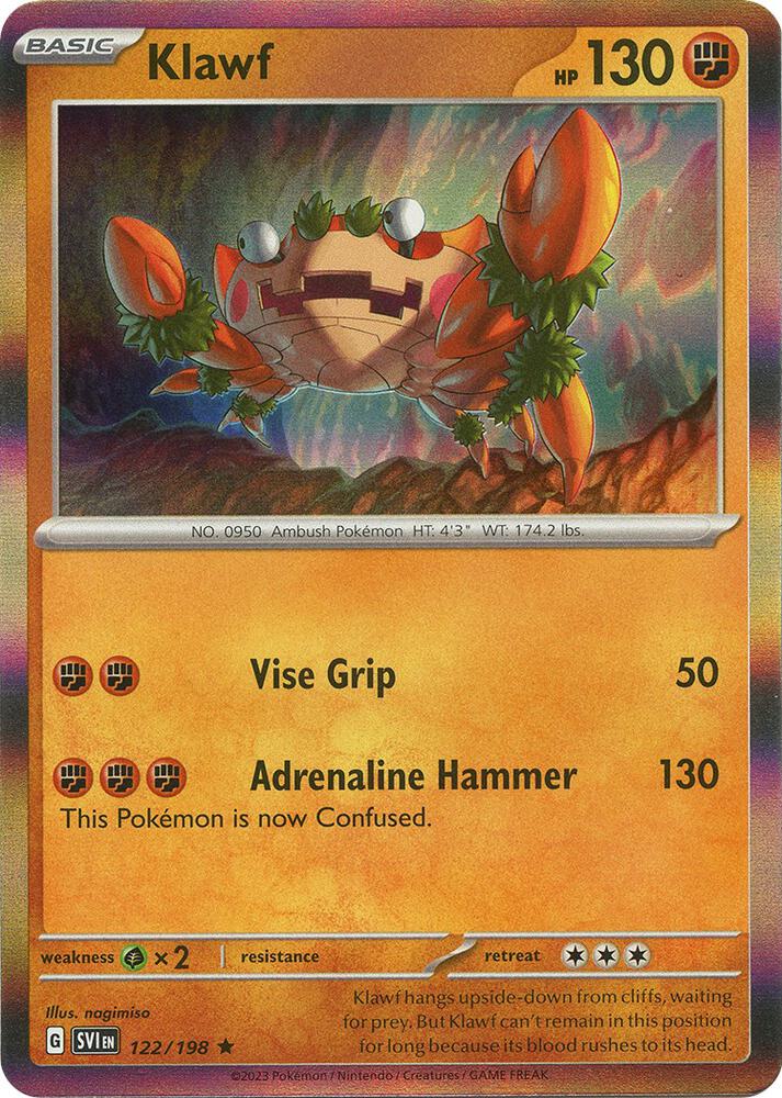 Klawf 122/198 Reverse Holofoil — Scarlet & Violet Pokémon card
