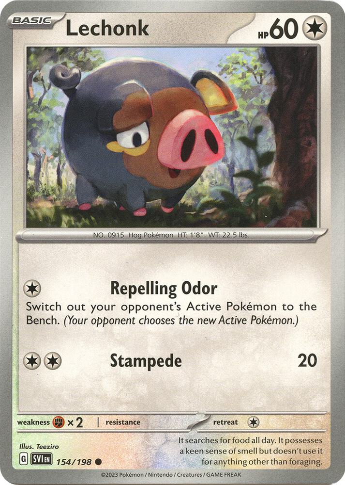 Pokemon - Scarlet & Violet - Lechonk - 154/198 - Reverse Holofoil
