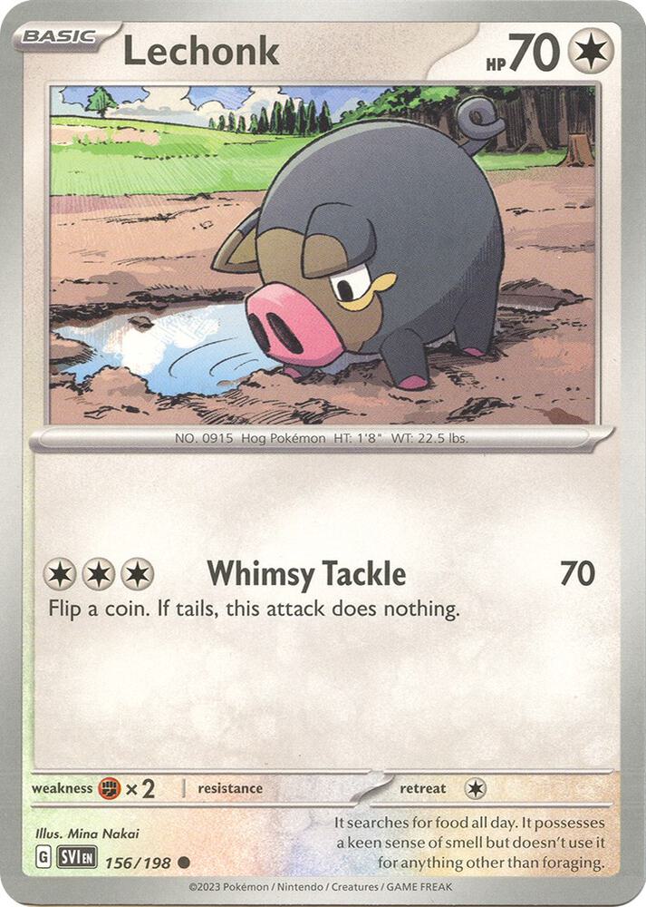 Lechonk 156/198 Reverse Holofoil — Scarlet & Violet Pokémon card
