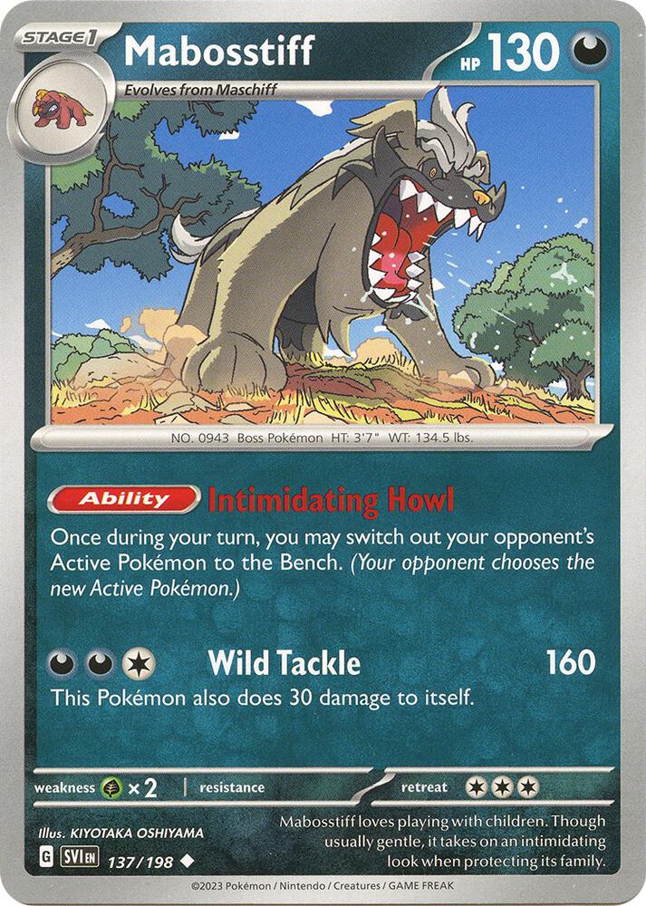 Mabosstiff 137/198 Reverse Holofoil — Scarlet & Violet Pokémon card