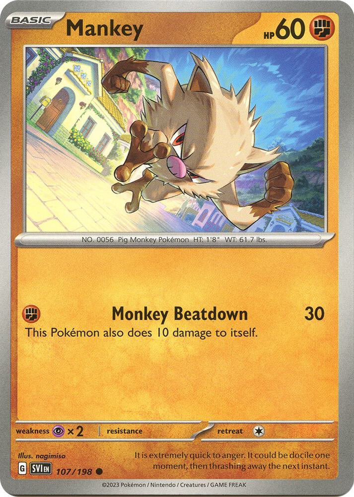 Mankey 107/198 Reverse Holofoil — Scarlet & Violet Pokémon card