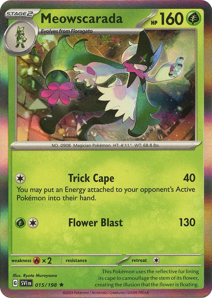 Meowscarada 015/198 Reverse Holofoil — Scarlet & Violet Pokémon card