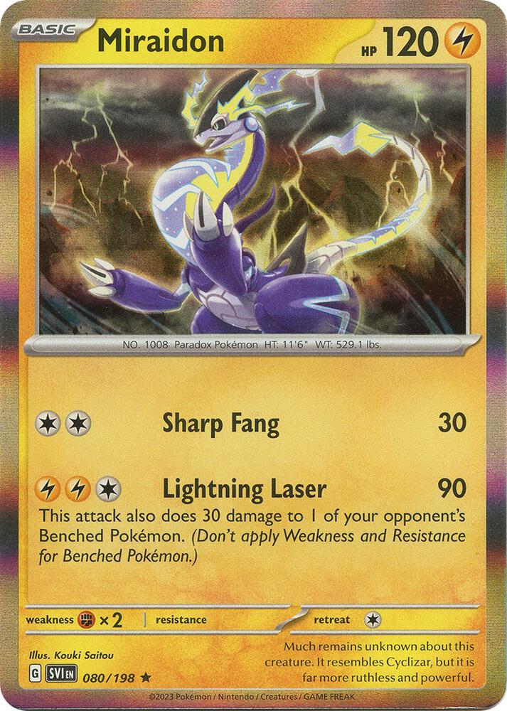 Miraidon 080/198 Reverse Holofoil — Scarlet & Violet Pokémon card