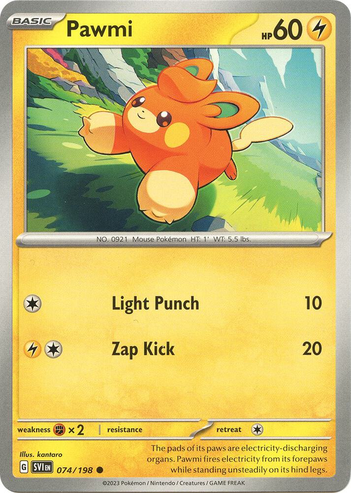 Pawmi 074/198 Reverse Holofoil — Scarlet & Violet Pokémon card