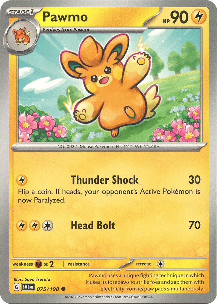Pawmo 075/198 Reverse Holofoil — Scarlet & Violet Pokémon card