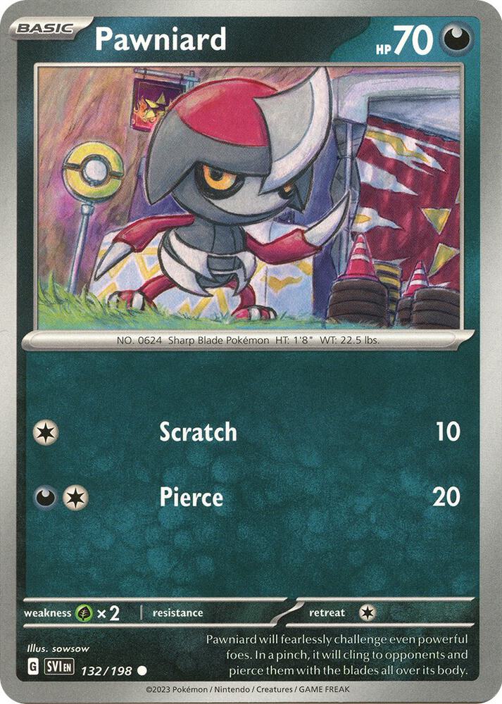 Pawniard 132/198 Reverse Holofoil — Scarlet & Violet Pokémon card