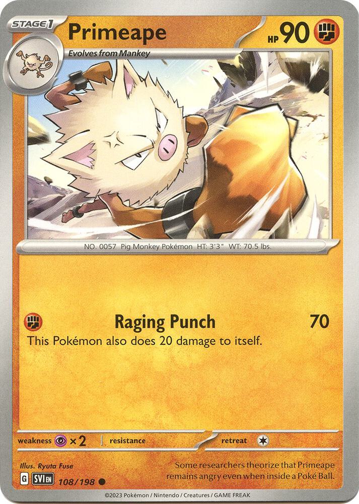 Primeape 108/198 — Scarlet & Violet Pokémon card