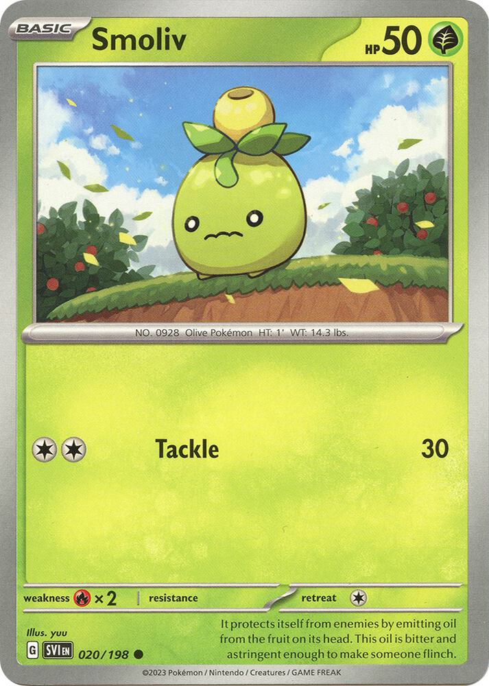 Smoliv 020/198 Reverse Holofoil — Scarlet & Violet Pokémon card