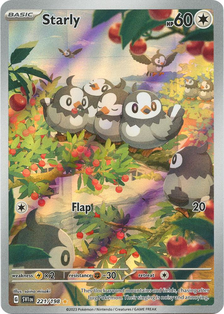 Starly 221/198 Holofoil — Scarlet & Violet Pokémon card