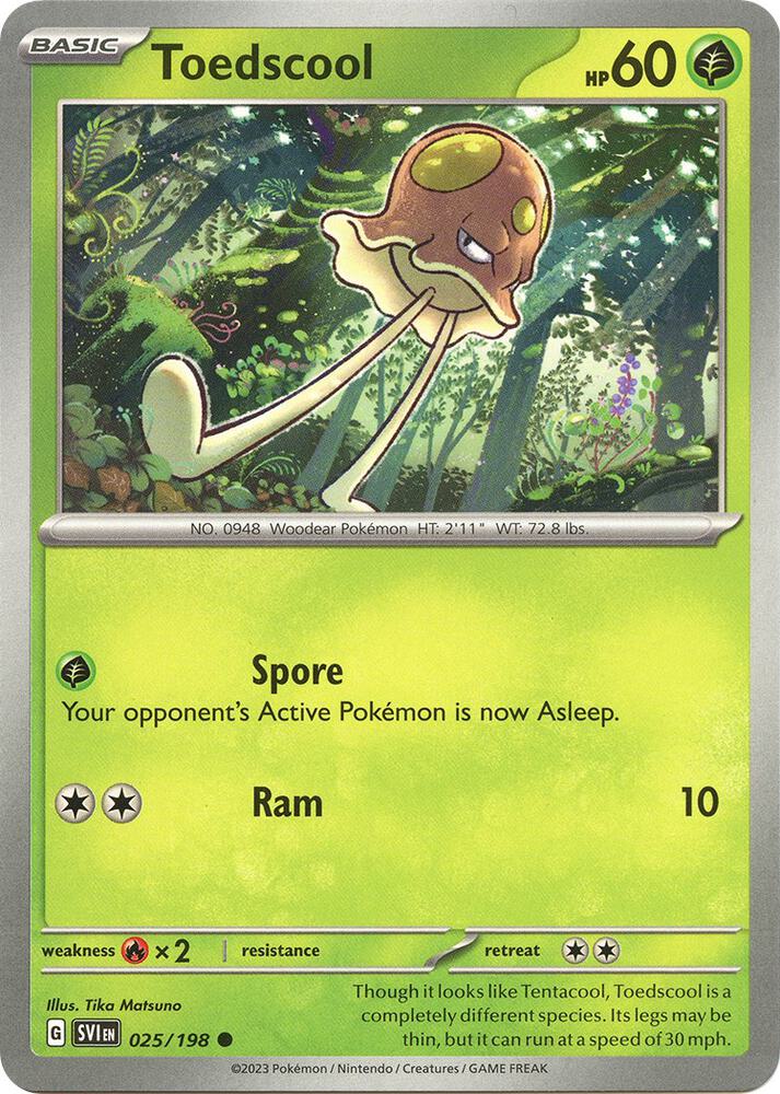 Toedscool 025/198 Reverse Holofoil — Scarlet & Violet Pokémon card