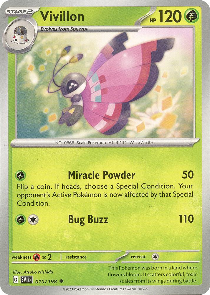 Vivillon 010/198 Reverse Holofoil — Scarlet & Violet Pokémon card