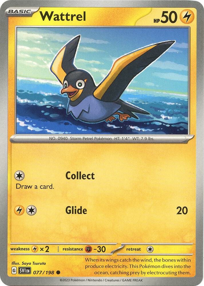 Wattrel 077/198 Reverse Holofoil — Scarlet & Violet Pokémon card