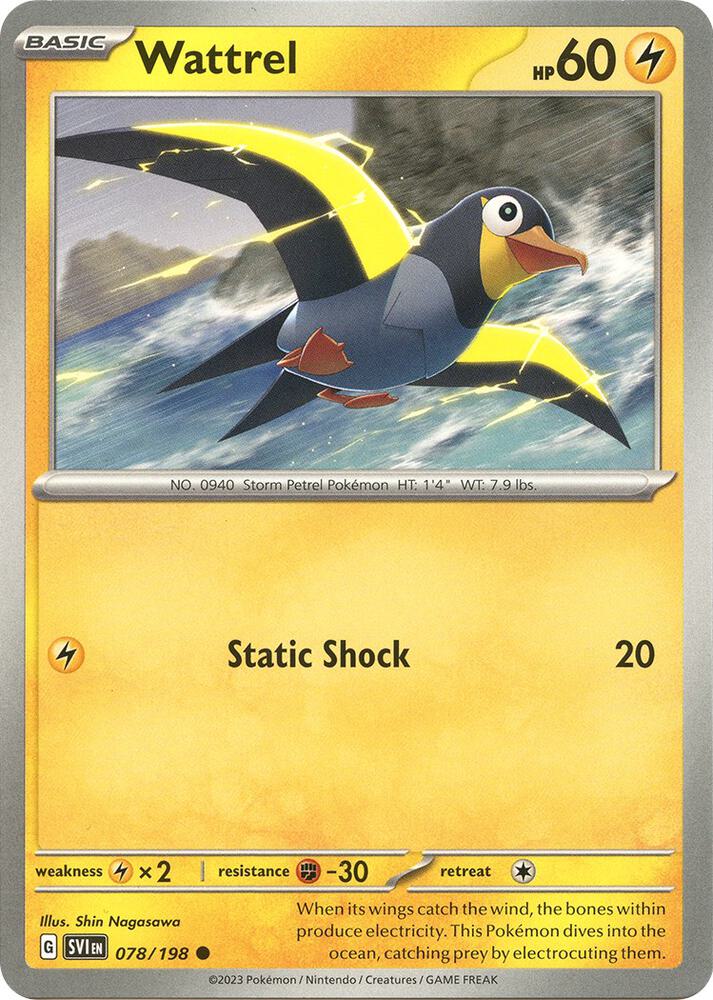 Wattrel 078/198 Reverse Holofoil — Scarlet & Violet Pokémon card