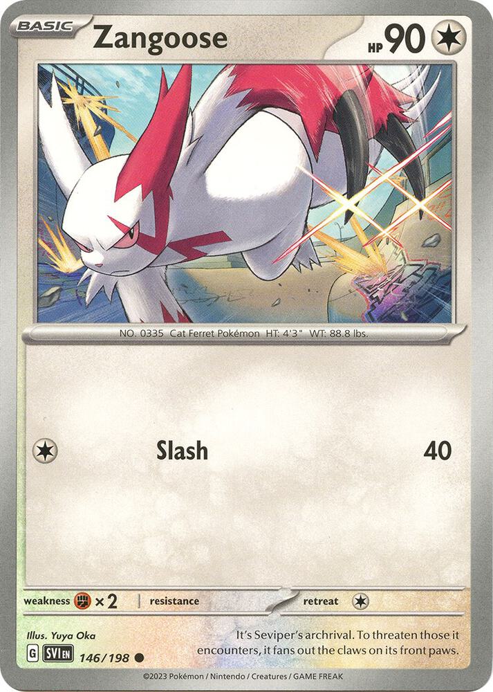 Zangoose 146/198 Reverse Holofoil — Scarlet & Violet Pokémon card