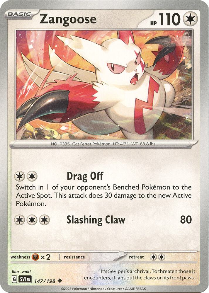 Zangoose 147/198 Reverse Holofoil — Scarlet & Violet Pokémon card