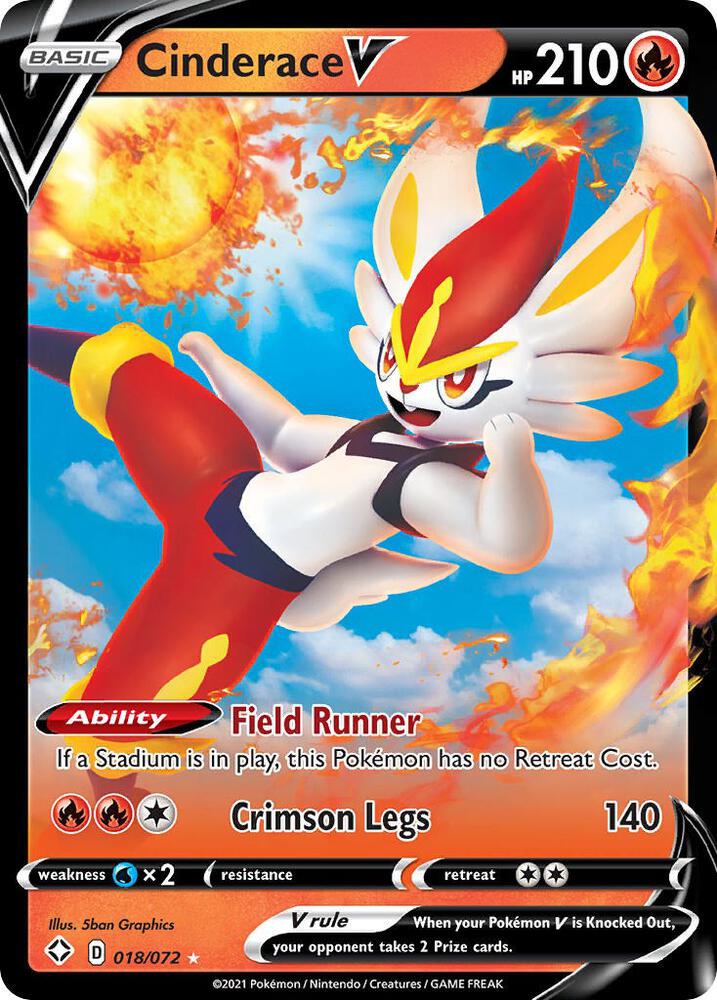 Cinderace V 018/072 Holofoil — Shining Fates Pokémon card