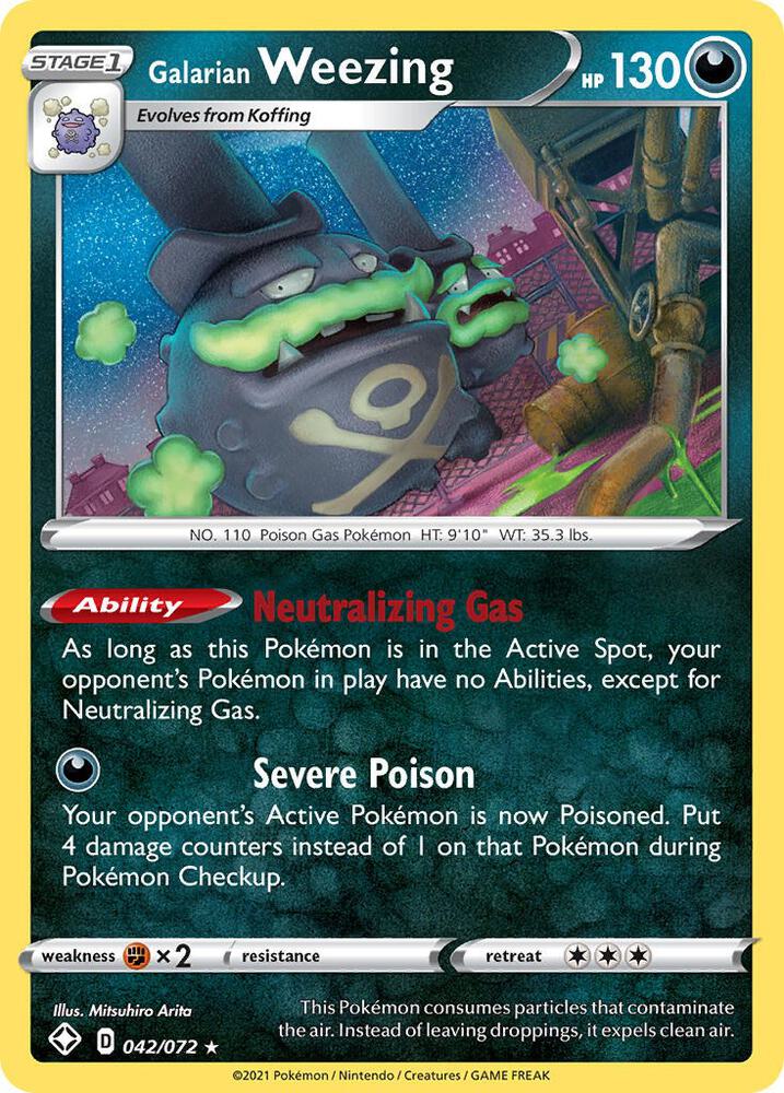 Pokemon - Sword & Shield - Shining Fates - Galarian Weezing - 042/072 - Holofoil