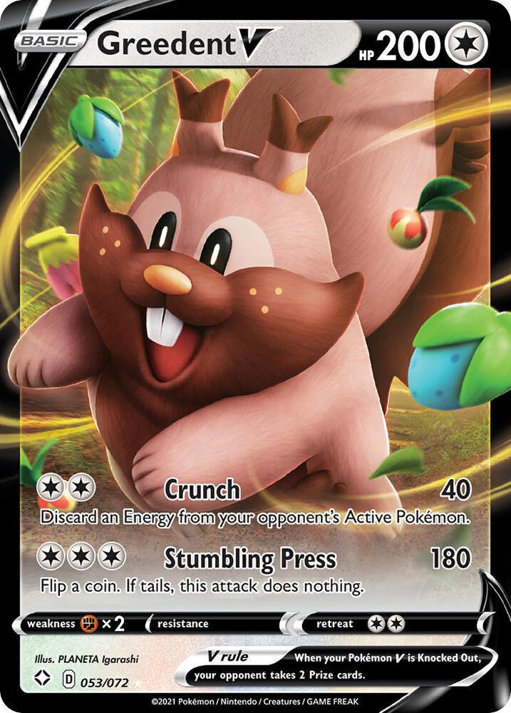 Greedent V 053/072 Holofoil — Shining Fates Pokémon card