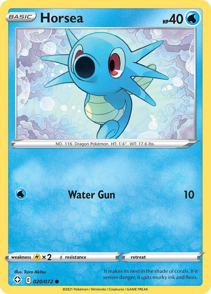 Horsea 020/072 — Shining Fates Pokémon card