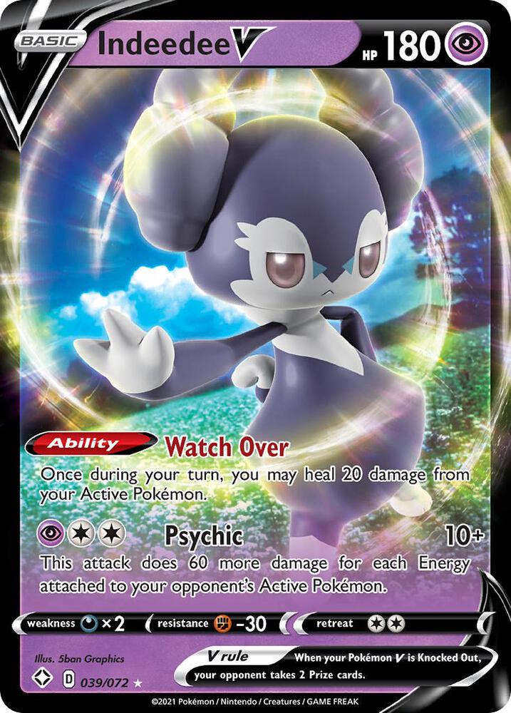 Indeedee V 039/072 Holofoil — Shining Fates Pokémon card