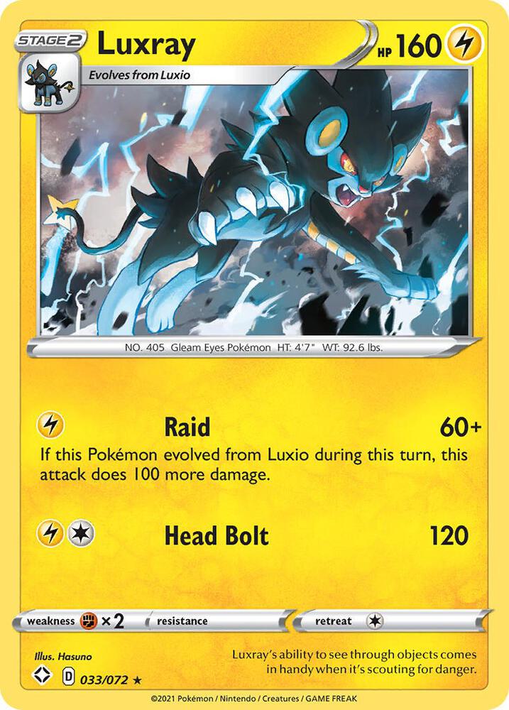 Luxray 033/072 Reverse Holofoil — Shining Fates Pokémon card