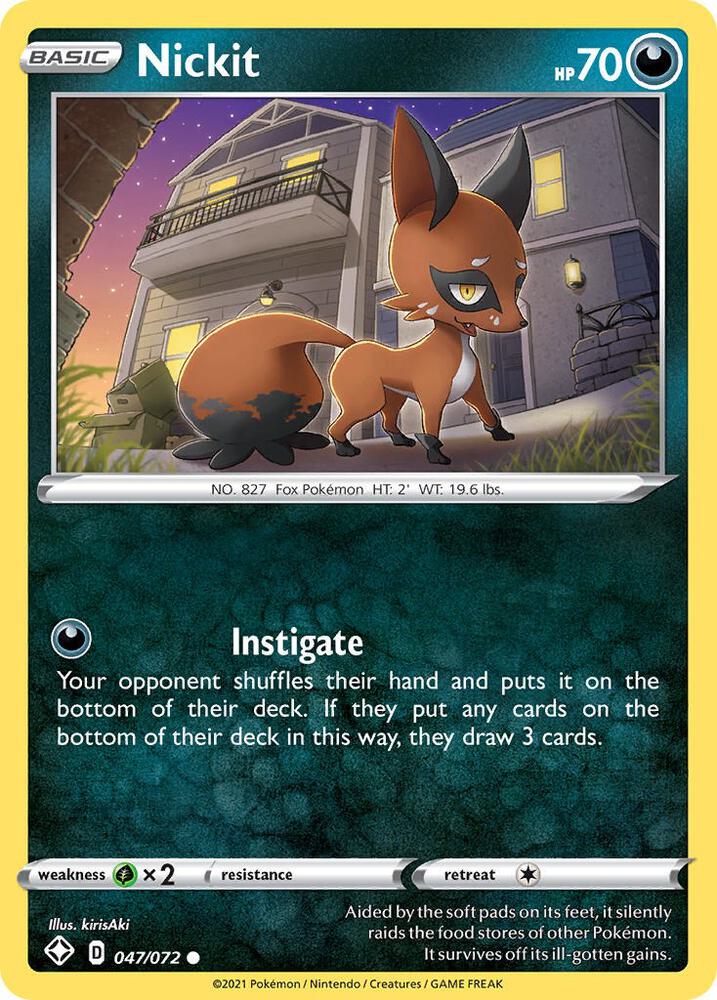 Nickit 047/072 — Shining Fates Pokémon card