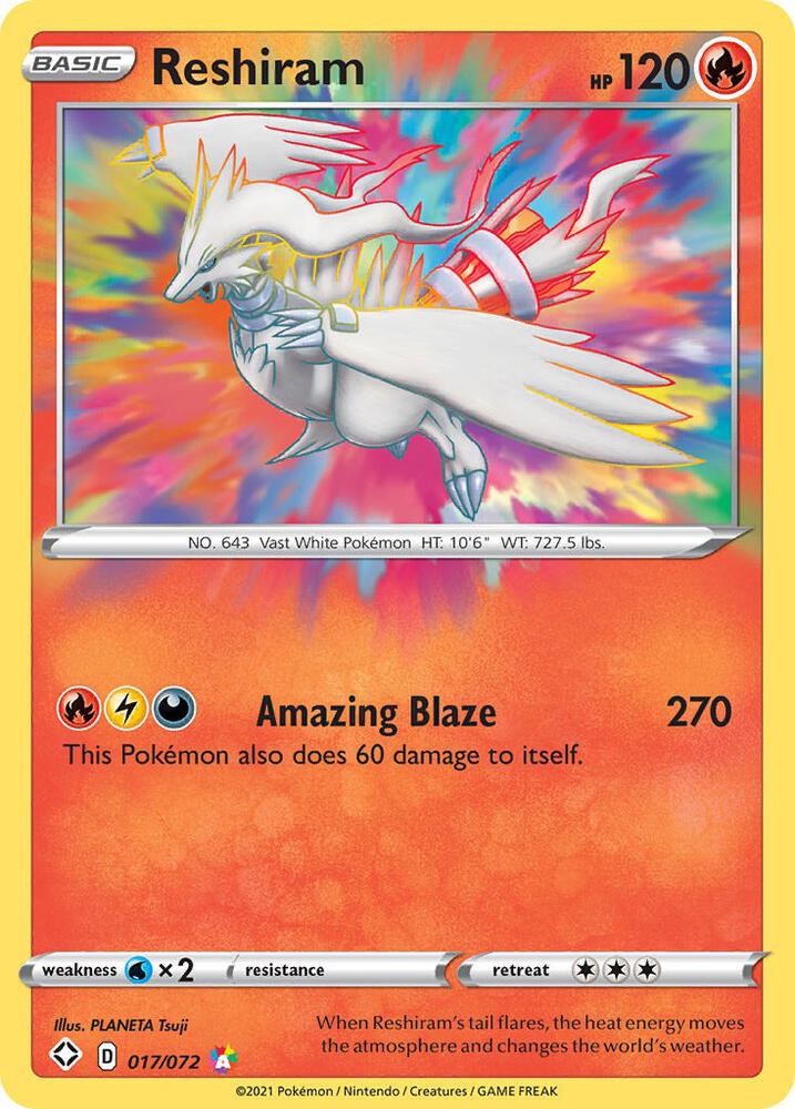 Pokemon - Sword & Shield - Shining Fates - Reshiram - 017/072 - Holofoil