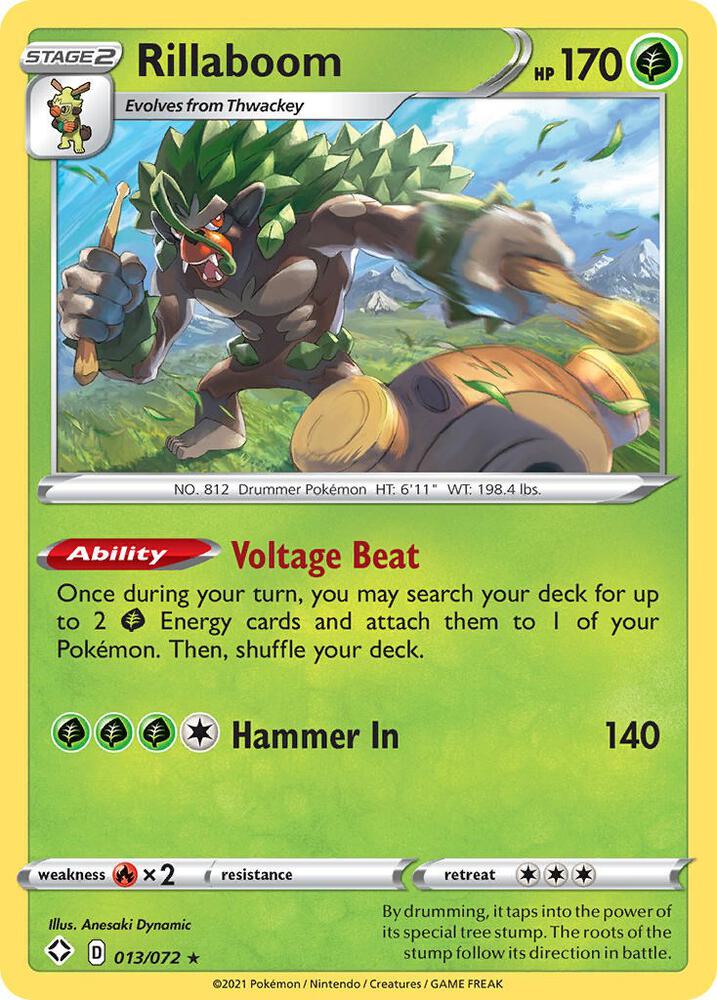 Rillaboom 013/072 Reverse Holofoil — Shining Fates Pokémon card