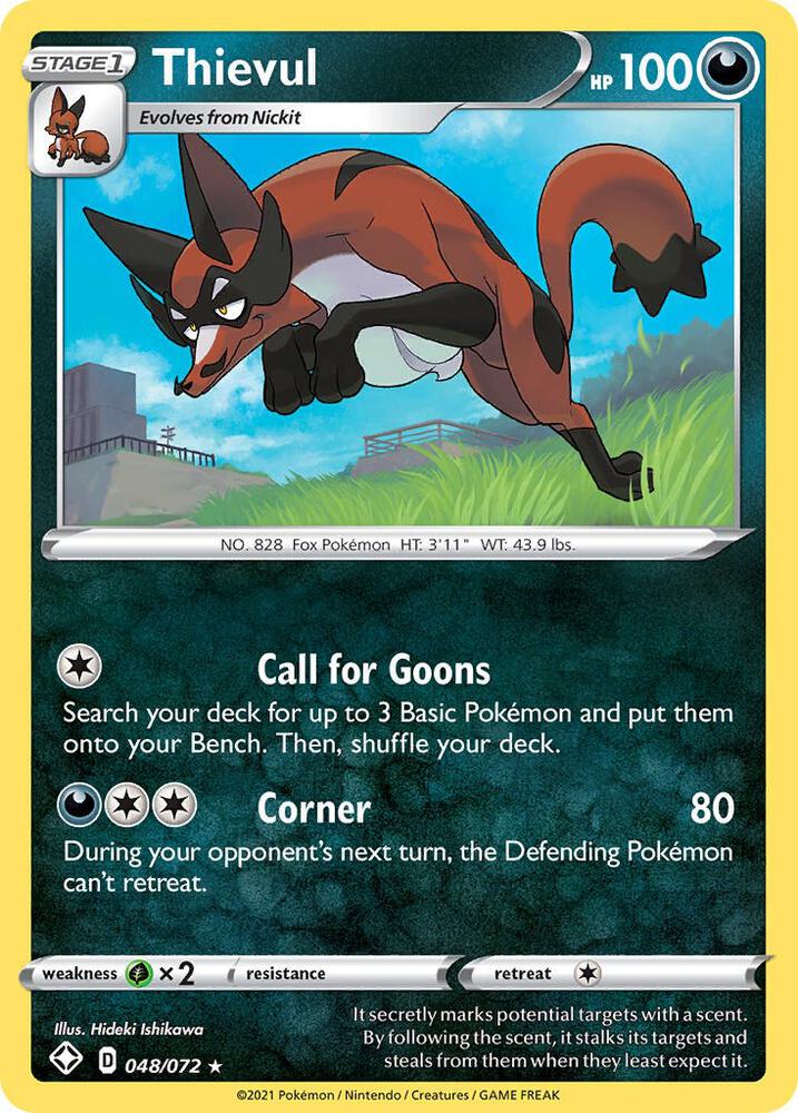 Thievul 048/072 Reverse Holofoil — Shining Fates Pokémon card