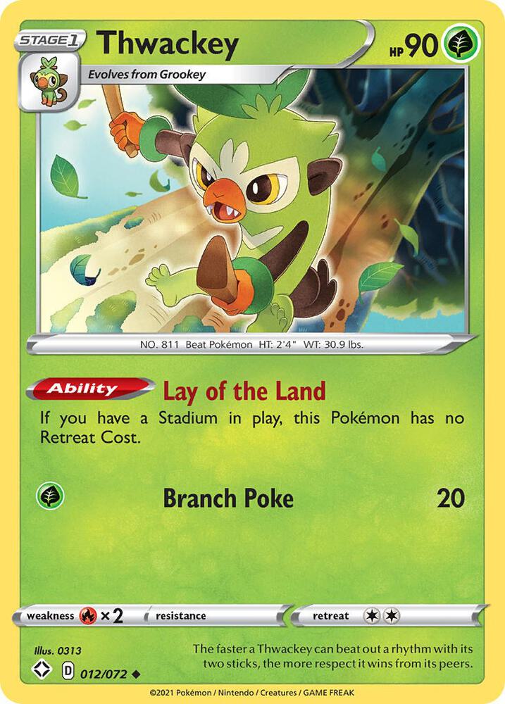 Thwackey 012/072 — Shining Fates Pokémon card