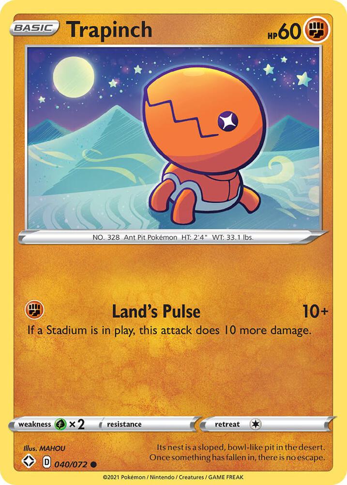 Trapinch 040/072 Reverse Holofoil — Shining Fates Pokémon card