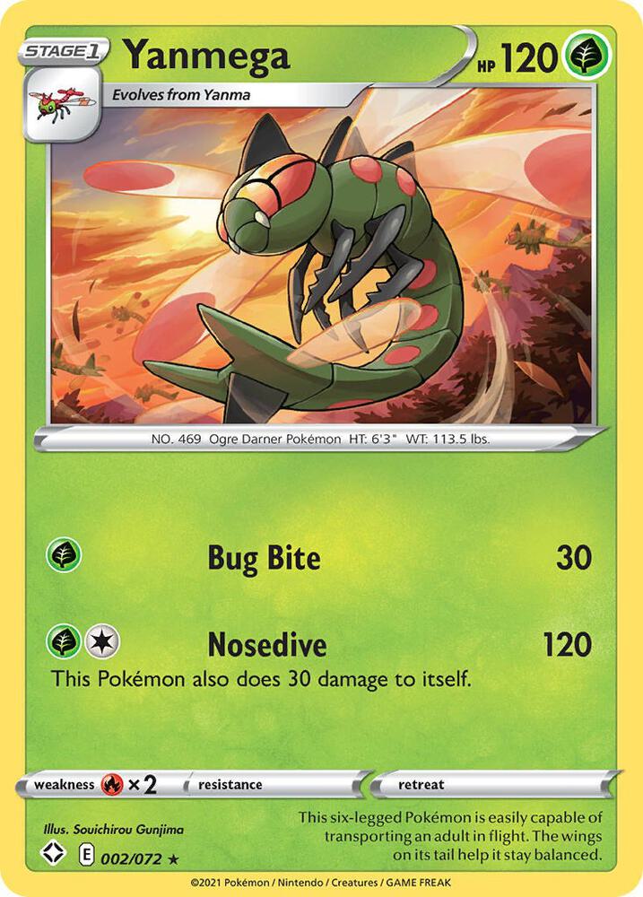 Yanmega 002/072 Reverse Holofoil — Shining Fates Pokémon card
