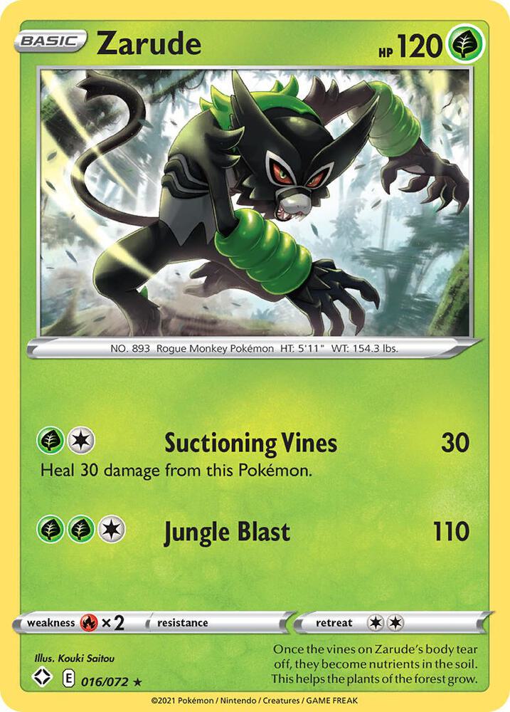Zarude 016/072 — Shining Fates Pokémon card