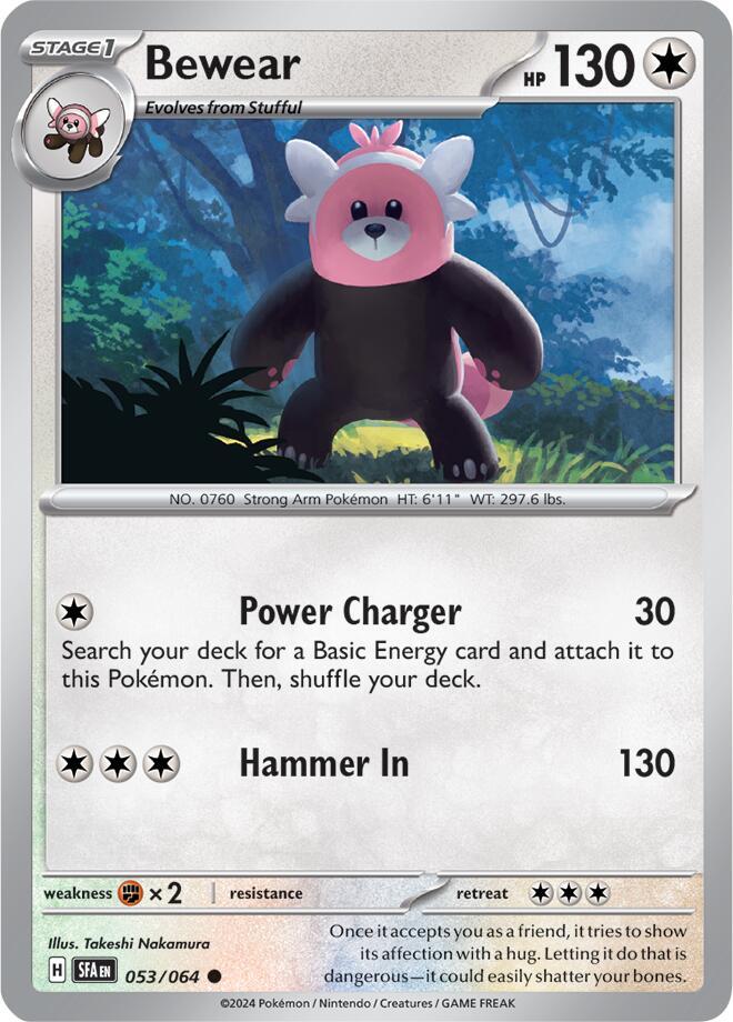 Bewear 053/064 Reverse Holofoil, Shrouded Fable Pokémon card