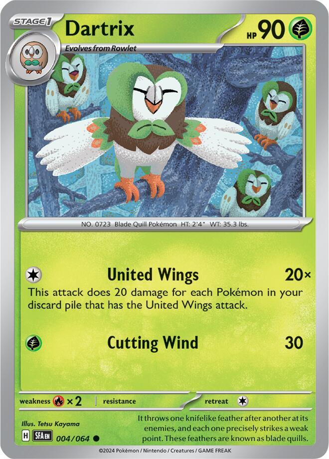 Dartrix 004/064, Shrouded Fable Pokémon card