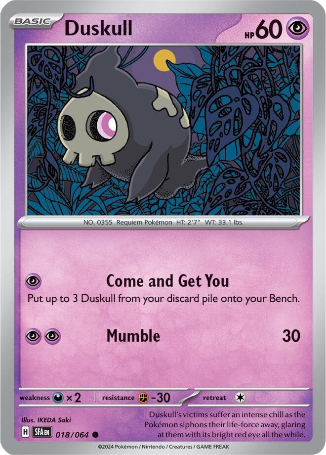 Duskull 018/064, Shrouded Fable Pokémon card
