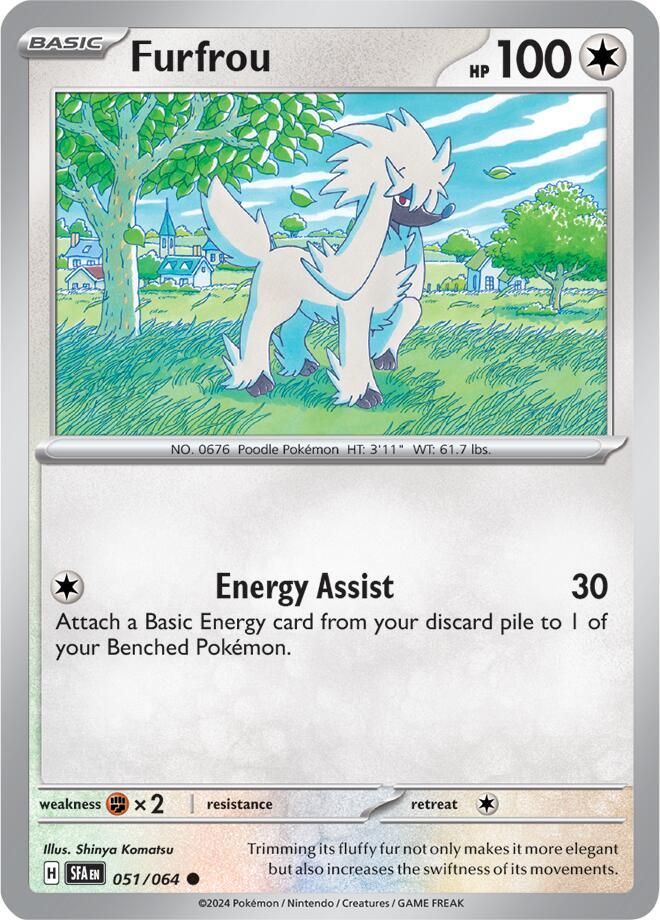 Furfrou 051/064 Reverse Holofoil, Shrouded Fable Pokémon card