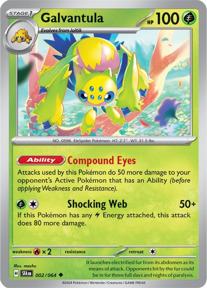 Galvantula 002/064 Reverse Holofoil, Shrouded Fable Pokémon card