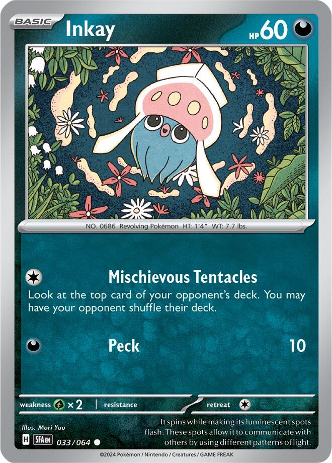 Inkay 033/064, Shrouded Fable Pokémon card