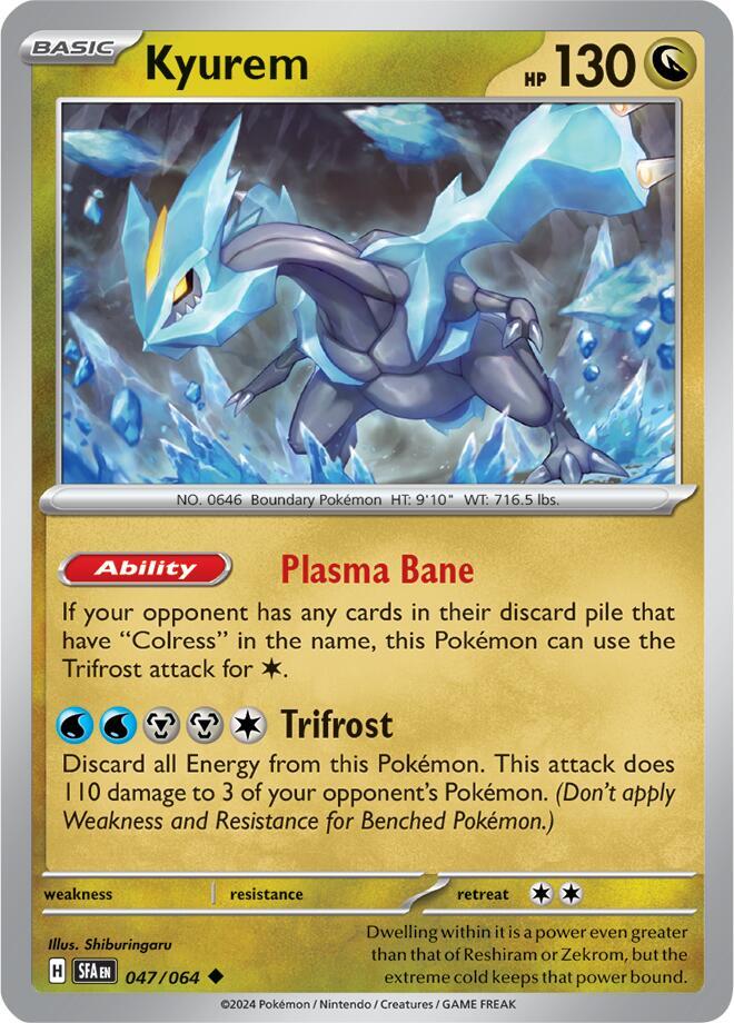 Kyurem 047/064 Reverse Holofoil, Shrouded Fable Pokémon card