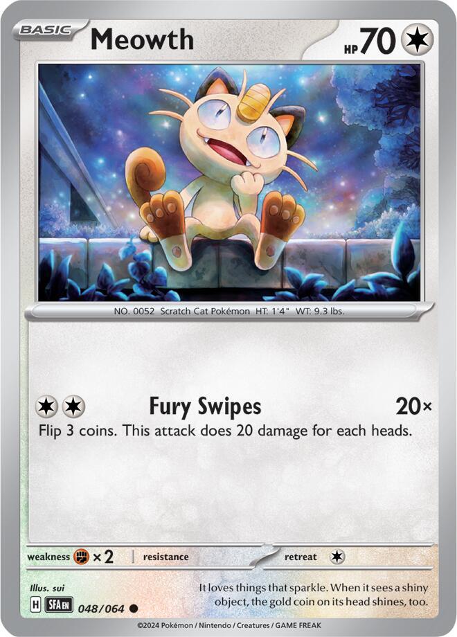 Pokemon - Shrouded Fable - Meowth - 048/064 - Reverse Holofoil