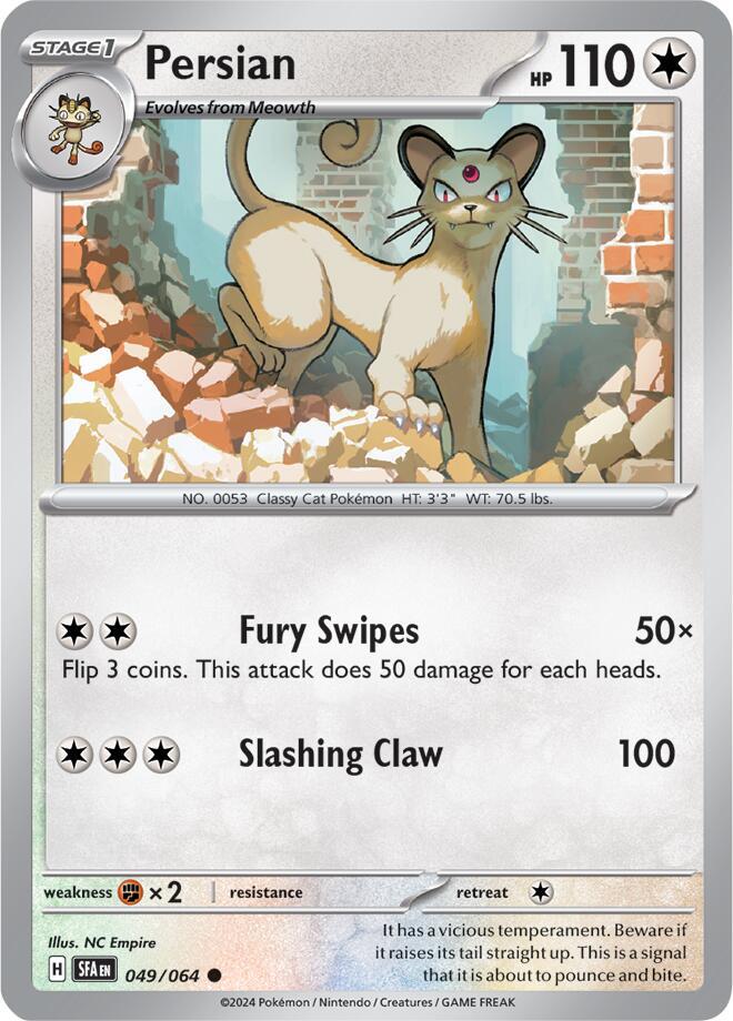 Pokemon - Shrouded Fable - Persian - 049/064 - Reverse Holofoil
