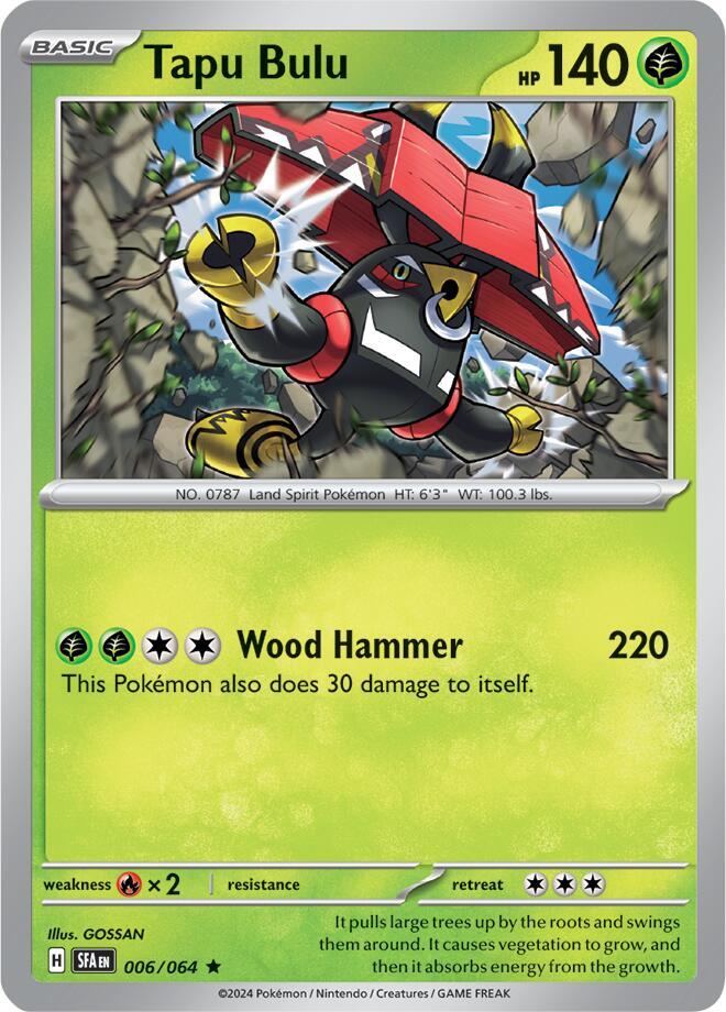 Tapu Bulu 006/064 Reverse Holofoil, Shrouded Fable Pokémon card